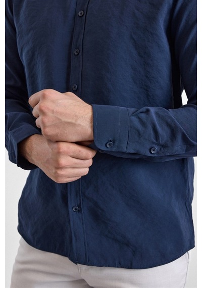 Süvari Lacivert Slim Klasik Yaka Düz Casual Gömlek Gm1008400352-m09