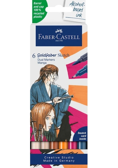 Faber-Castell FC Gofa Sketch Markör Manga 6'lı Set, Çift Fineliner Uçlu, Alkol Bazlı