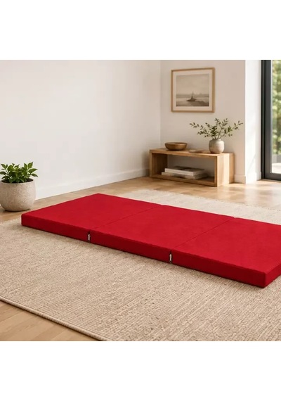 Üç Parçalı Katlanır Minder 60 180 7 Cm Kırmızı