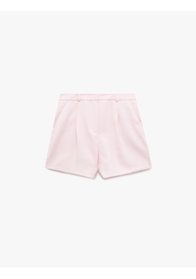 Koton Viskon Kumaş Pile Detaylı Cepli Mini Şort Pembe 5sak40412pw Gül