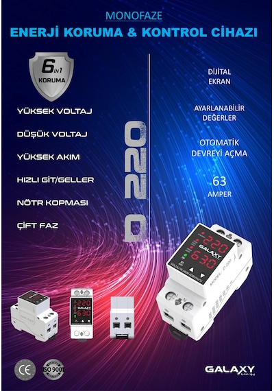 Galaxy D220 Monofaze Akım Kontrol Cihazı 63a
