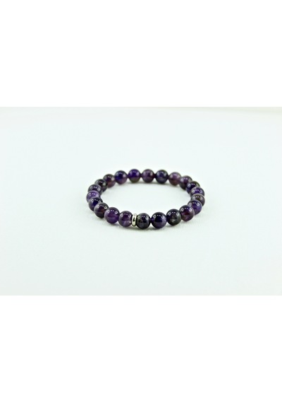 Elkes Schmuck 6 MM Doğaltaş Ametist Bileklik Gri
