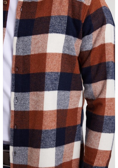 Tudors Erkek Slim Fit Dar Kesim Kareli Kışlık Oduncu Gömlek-42334 Kahverengi Tudors Erkek Slim Fit Dar Kesim Kareli Kışlık Oduncu Gömlek-42334 Kahverengi