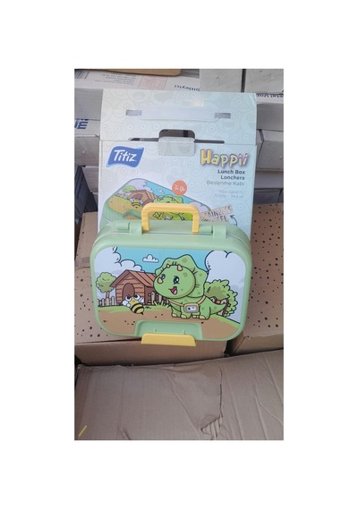 304 Paslanmaz Çelik 2 Katlı 2 Bölmeli 1030ml Happii Beslenme Çantası Temalı Lunch Box Yeşil