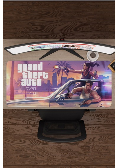 Gta 6 Kaymaz Dikişli Kauçuk Oyuncu Mousepad V2 - 90x40 Xxl Gaming Mouse Pad Fare Altlığı