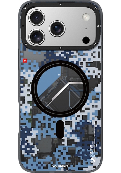 Apple Uyumlu iPhone 17 Pro Max  Kılıf M-safe Şarj Özellikli Youngkit Camouflage Sykell Serisi Kapak Mavi Mavi
