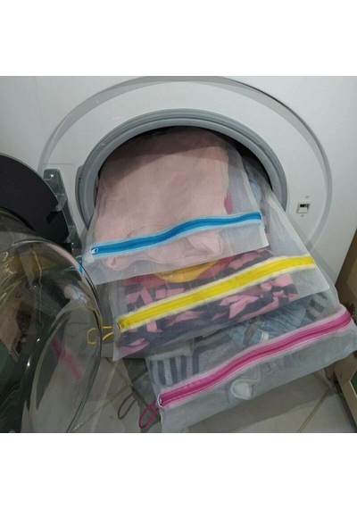 3 Adet Çamaşır Yıkama Filesi Renkli Fermuarlı 3 Boy 5468