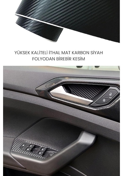 Volkswagen T Cross İle Uyumlu İç Trim Folyo Kaplama Set Mat Karbon Siyah