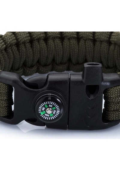 Paracord Bileklik -pusula-ateş Başlatıcı-düdük-yeşil-2020 Haki