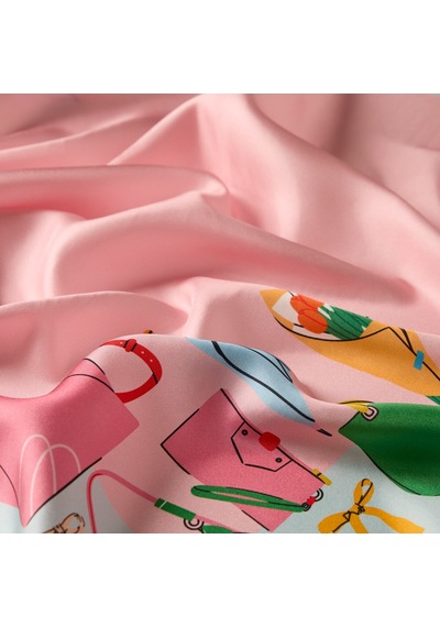 İpek Evi Trend Tivil İpek Eşarp Şeker Pembe