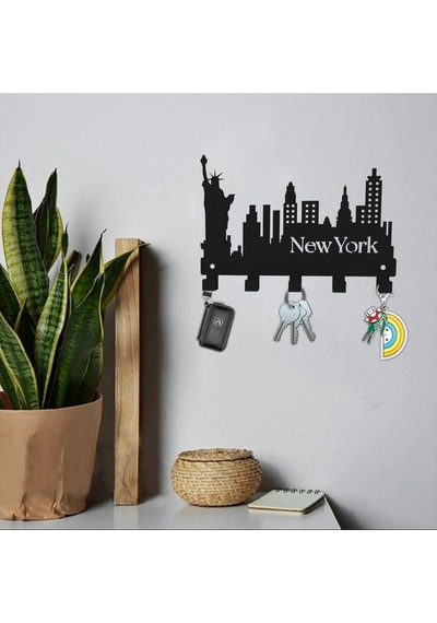 Newyork Temalı Metal Anahtarlık Askısı Siyah Diğer