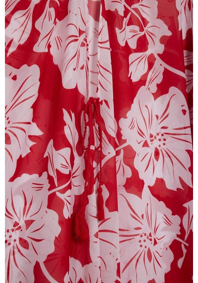 DeFacto Regular Fit Tropikal Desenli Şifon Plaj Kimono-Fall in Love E8221AX25SPRD117