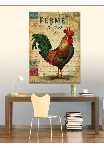 Kanvas Tablo Fransız Köyü Ve Horoz 70cmx100cm