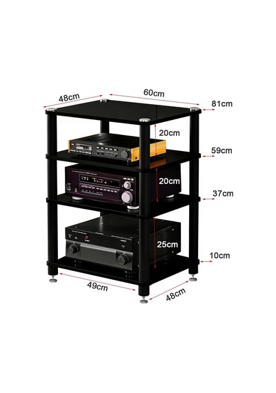 Tr Hifi Av Raf - Vinil Platin Ve Oturma Odası Amplifikatörü İçin 3 Katmanlı Çok Fonksiyonlu Stand - Gökyüzü Pik