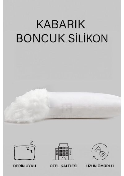 2 Adet Boncuk Silikon Yastık 700 Gram Antialerjik 50x70 Cm Ekonomik Yastık Beyaz