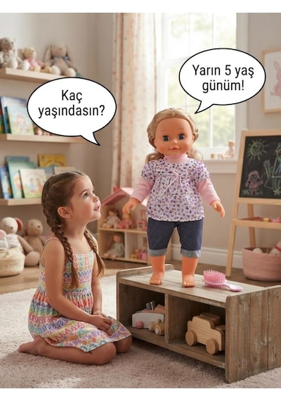 16 Soruya 70 Değişken Cevap Veren Mila Bebek 50 Cm Gövdesi Bez Kolları Bacakları Ve Kafası Et Bebek