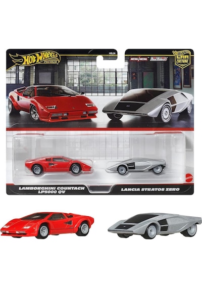 1:64 Hot Wheels Premium Car Culture 2'li Paket Lamborghını Countach Lp5000 Qv & Lancıa Stratos Zero Hbl96 - Jbl02 Çok Renkli