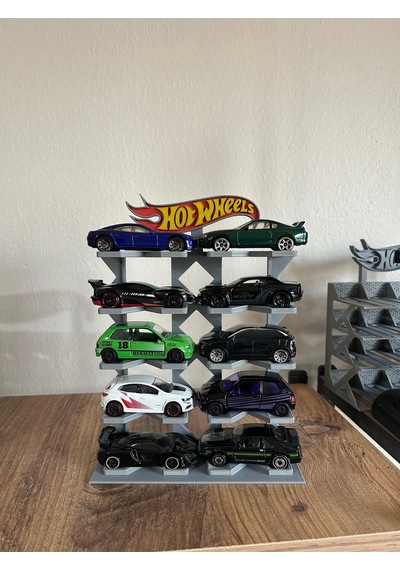Hot Wheels Uyumlu 10 Araçlık Stand 1/64 Gri Renkli Logolu
