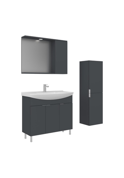 Orka Purus 100 Cm Mat Antrasit Spot Aynalı Banyo Dolabı Takım Ve Boy Dolabı Ayaklı Antrasit Orka Purus 100 Cm Mat Antrasit Spot Aynalı Banyo Dolabı Takım Ve Boy Dolabı Ayaklı Antrasit