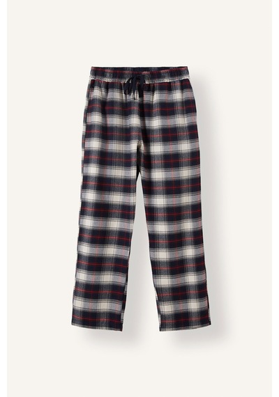 Defacto Regular Fit Ekose Desenli Beli Bağcıklı Uzun Boy Flanel Pijama Altı H7620ax26aunv135 Lacivert-nv135