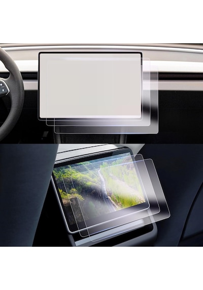 Tesla Model Y Juniper Uyumlu 2025 2026 Model 2026 Performance Paket Hariç 15.4 İnç Multimedya Ekran Ve 8 İnç Dokunmatik Ekran 9h Nano Ekran Koruyucu Set Sku: Zeus8690010080288