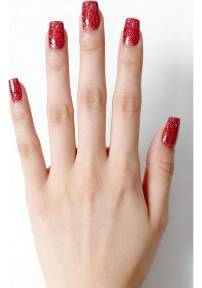Kırmızı Simli Kalıcı Oje - Nail Art Oje - Tpo İçermez - Glıtter Gel Polısh G6 61-g6