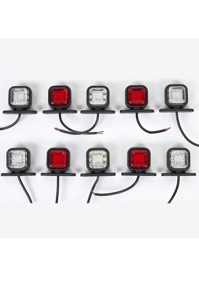 Mini Led Kare Boynuz Takoz Lamba 16 Led Beyaz - Kırmızı 24 V - 10 Adet