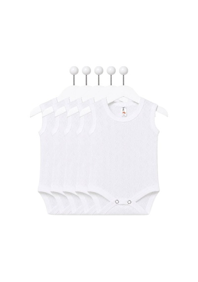 H&c Coolboy H&c 5'li %100 Pamuk Desenli Jakarlı Kolsuz Bebek Body Zıbın Beyaz Baklava Desenli