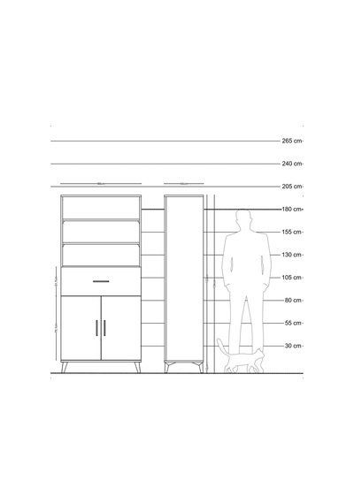 Hyperion Dolap 4 Raflı Tek Çekmeceli 2 Kapaklı 88x44x195 Aytaşı-çam Aytası