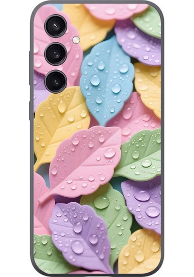 Samsung Galaxy S23 Uyumlu Pastel Damlalıklı Yapraklar Baskılı Silikon Kılıf Renkli