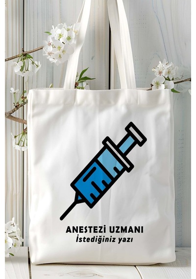 Art Hediye Anestezi Uzmanı Baskılı Bez Omuz Çantası Kişiye Özel Model 4 Çok Renkli