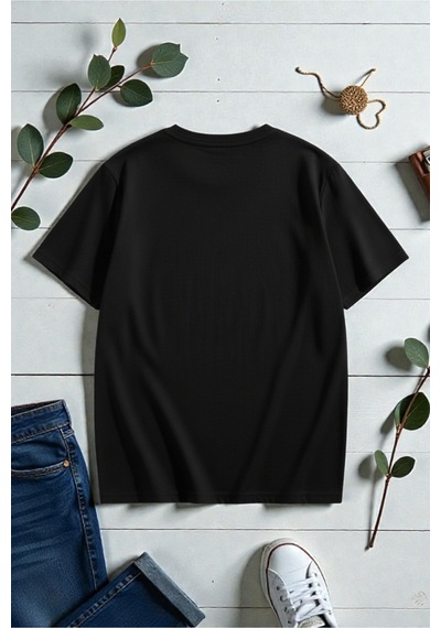 Uyguntarz Unisex Bunny Baskılı Tasarım Tshirt Siyah