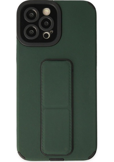 Apple İphone 12 Pro Max Kılıf Mega Standlı Silikon - Yeşil