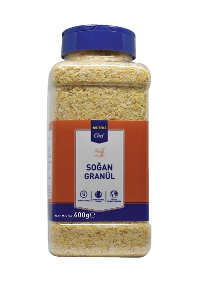 Metro Chef Soğan Granül 400 G - Kurutulmuş, Katkısız, Helal Vegan 3'li Ekonomik Paket - 3 Adet Tarı