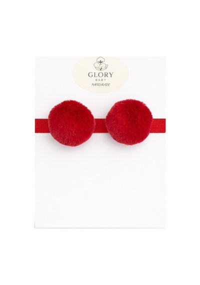 Kız Çocuk Bebek Ponponlu Bandana 2'li Set Kırmızı-siyah Kırmızı-siyah