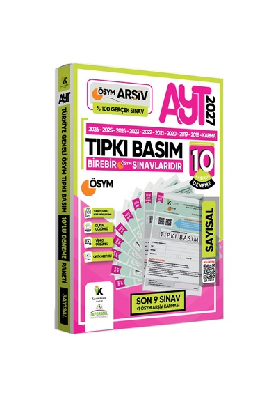 2027  AYT SAYISAL ÖSYM Çıkmış Soru Tıpkı Basım 10lu Deneme Paketi Türkiye Geneli Çözümlü SET