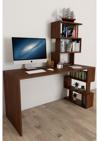 Moonlife Okyanus Kitaplıklı Çalışma Masası Ceviz
