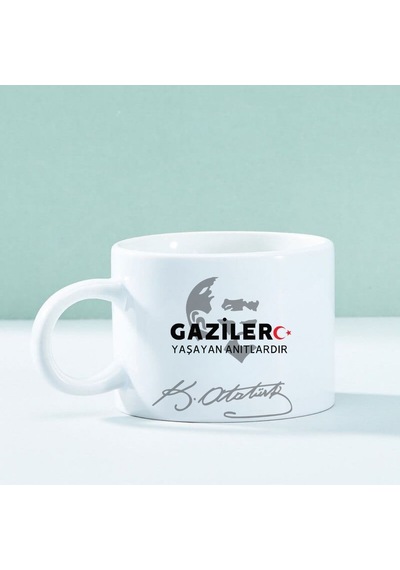Kişiye Özel Gazilere Özel Motto Kahve Fincanı Anlamlı Ve Şık Tasarım Beyaz