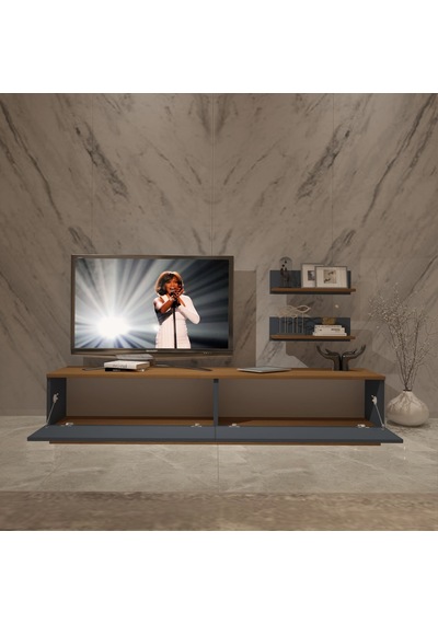 Decoraktiv Eko 4b Mdf Std Tv Ünitesi Tv Sehpası Ceviz - Antrasit
