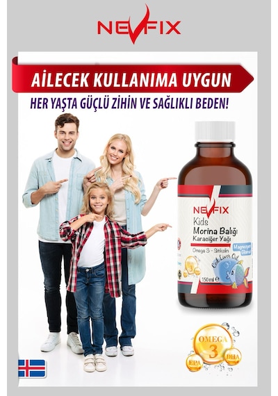 Nevfix Magnezyum Glisinat Omega 3 Cod Liver Oil 150 ML