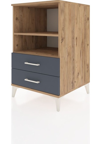 Kronos Komodin 2 Raflı 2 Çekmeceli 60x59x96 Çam-antrasit Çam