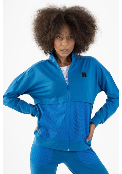 Maraton Sportswear Comfort Kadın Dik Yaka Düşük Kol Basic Saks Tracktop 22178-saks Saks Mavi