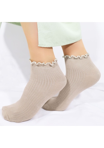 Kral Socks Kadın Bambu Çorap 4 Çift Renkli Fırfırlı Patik Kadın Çorap Çok Renkli
