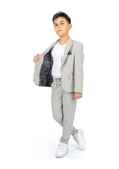 Mnk Baby & Kids Spor Çocuk Ceket, Tişört , Jogger Pantolonlu Takım Mnk5682 Gri