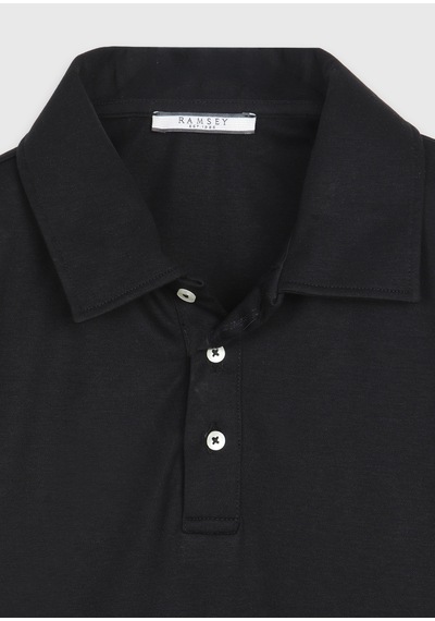 Ramsey Siyah Düz Pamuk Karışımlı T-shirt