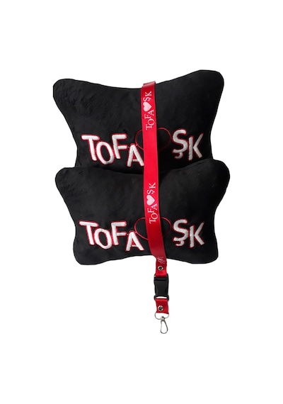 Tofaşk Polar Araç Seyahat Nakışlı Siyah Boyun Yastığı & Tofaş Oto Aksesuar