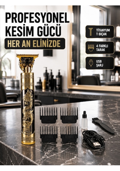 Şarjlı Titanyum Bıçaklı Saç Kesme Makinesi Yeni Nesil - Lisinya