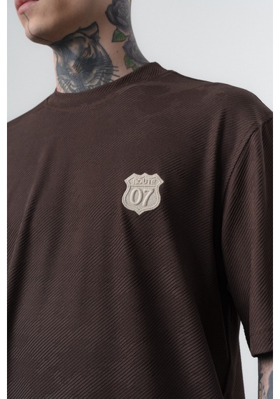 Erkek Route 07 Arma Detaylı Regular Fit T-shirt Şort Takım Kahve Kahverengi
