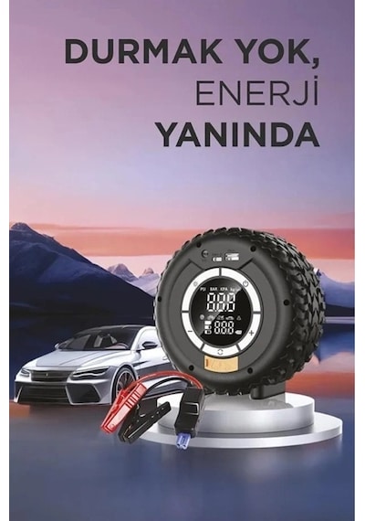 Kargo Taşnabilir Araç Akü Takviyeli ,powerbank Destekli ,ışıklı Oto Hava Kompresörü Najmaddin
