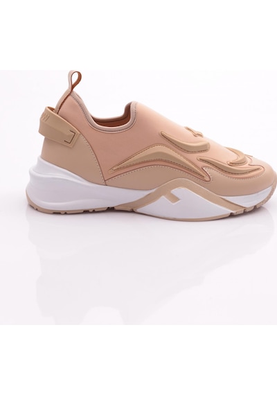 Dgn 0392 Kadin Arkasi Yazili Spor Ayakkabi 0392-2252-R11645 Bej